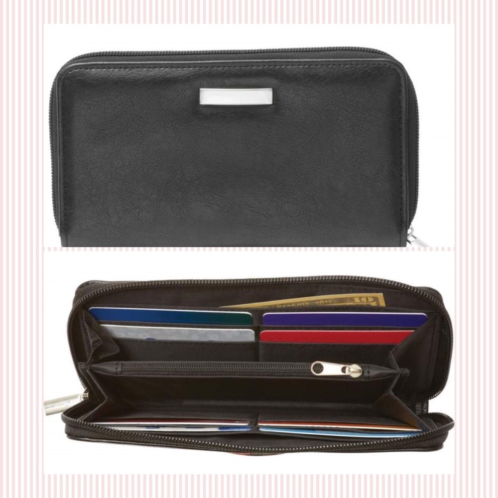 Black Faux Leather Wallet with Silver attachments - Picture 8 of 9